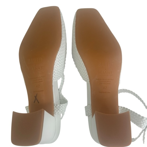 Bared X Pliant Nighthawk White Leather Woven Block Heels Women SZ 42 US 11-11.5 - Picture 15 of 16
